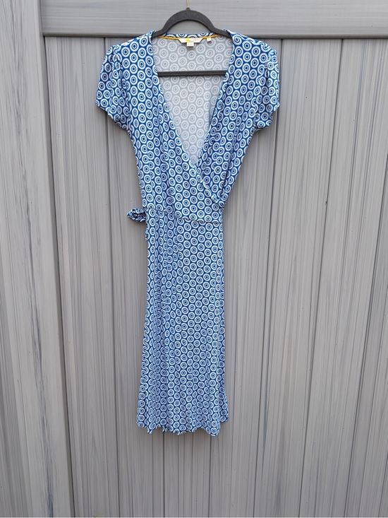 Boden Dresses & Skirts - Boden Blue Circular-Print Wrap Midi Dress